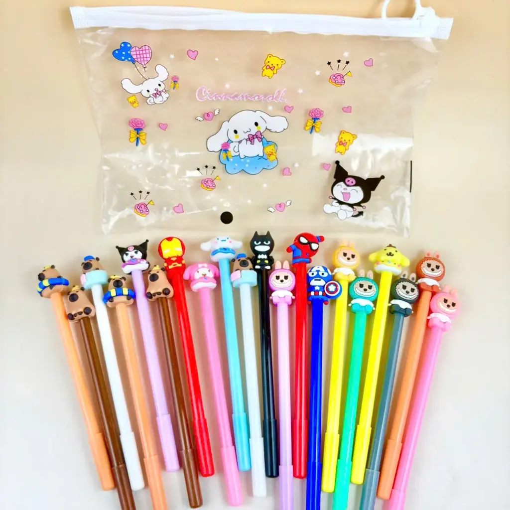 bút mực xanh đầu gắn charm