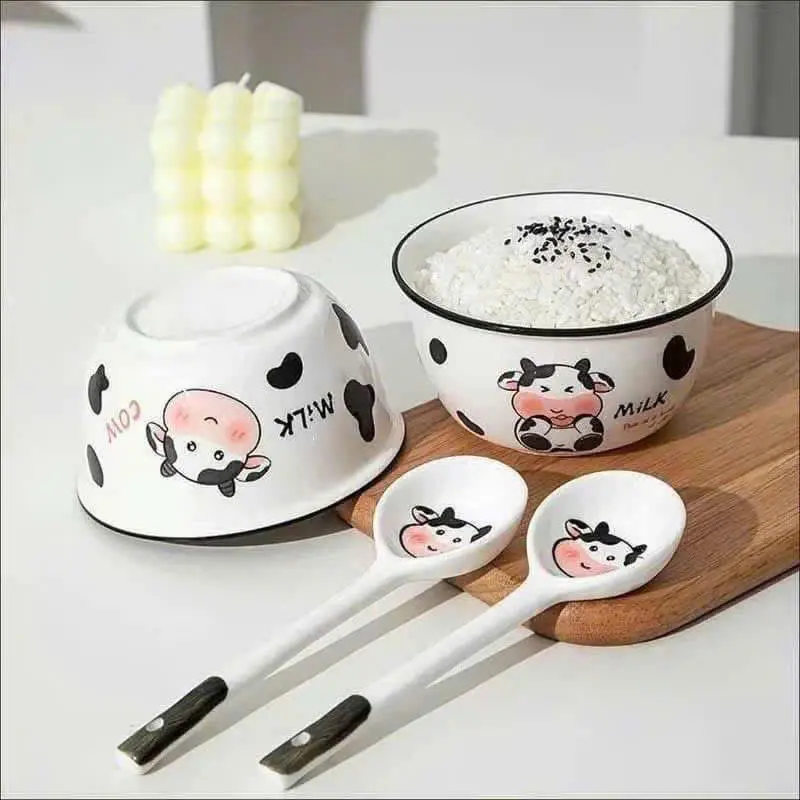 Set 2 Chén SỨ Kèm Thìa Sứ