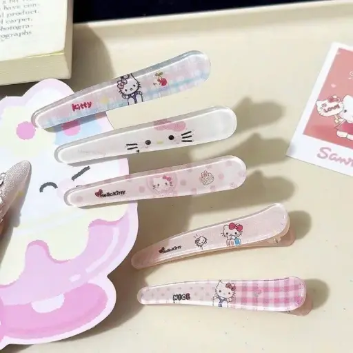 [P0180] Set  kẹp tóc mỏ vịt hello kitty tone hồng đỏ , trắng